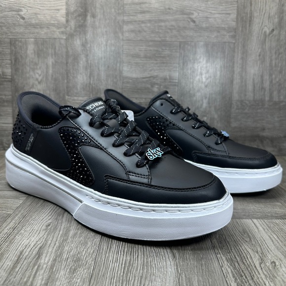 Skechers Slip-ins Sneakers Women 10 Black Rhinestone Platform NEW 185271 - Picture 5 of 8